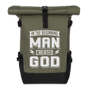 Atheist Man Created God Anti Religion Agnostiker - Rolltop Rucksack - Olive/Schwarz - Vorne