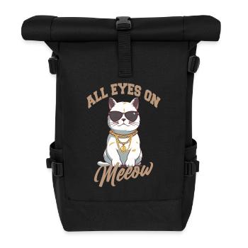 Tous les yeux sur le chat avec des lunettes de soleil - Sac à dos roll top - noir - Devant
