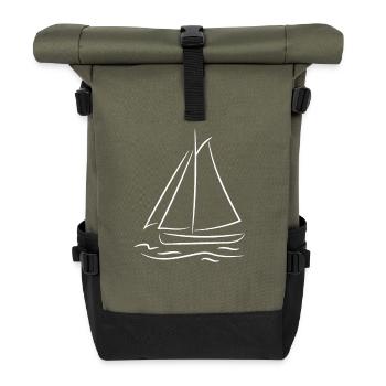 Segelboot Skizze - Rolltop Rucksack - Olive/Schwarz - Vorne