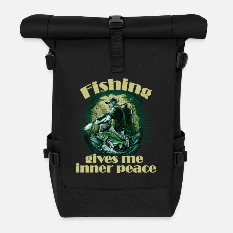Fishing inner peace - Roll Top Backpack - black