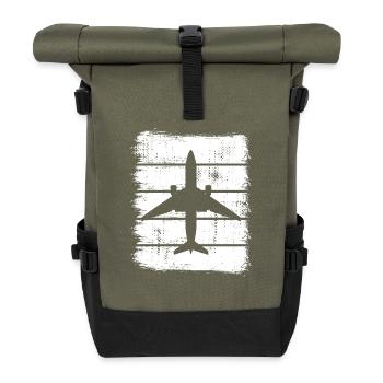 Flugzeuge Skizze - Rolltop Rucksack - Olive/Schwarz - Vorne