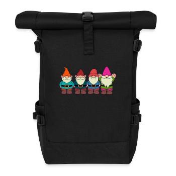 4 Gartenzwerge - Rolltop Rucksack - Schwarz - Vorne