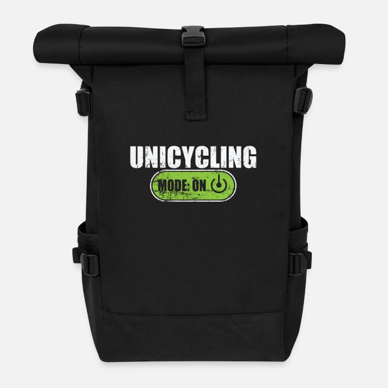 Unicycling Mode on Einrad Balance Hobby - Rolltop Rucksack - Schwarz