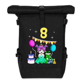 Mit Prinzessin - Mädchen Geburtstag 8 Jahre - Rolltop Rucksack - Schwarz - Vorne