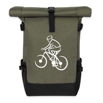 Funny mountain biker - Roll Top Backpack - olive/black - Front