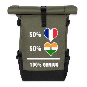 L'Inde et la France 100% génial Drapeaux Design - Sac à dos roll top - olive/noir - Devant