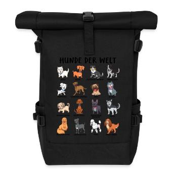 Hunde der Welt - verschiedene Hunderassen - Rolltop Rucksack - Schwarz - Vorne