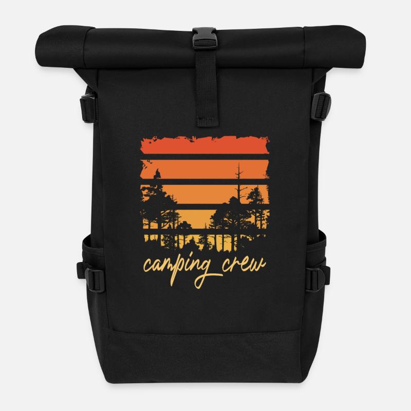 Camping Crew Tent Adventure Camp Nature Camper Team - Roll Top Backpack - black