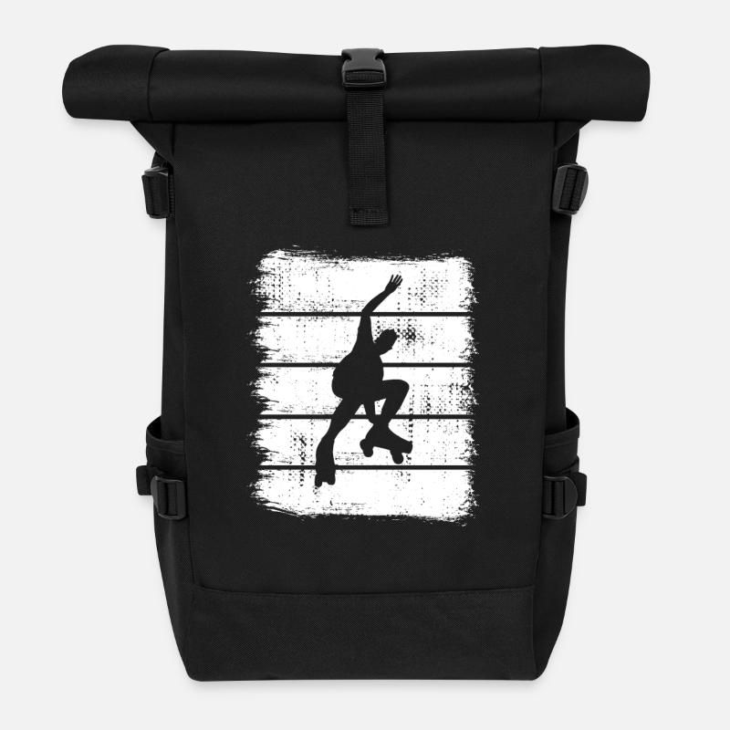 Rollschuhläufer Skizze - Rolltop Rucksack - Schwarz