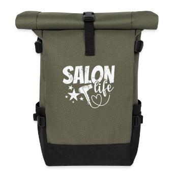 Salon Life Friseur Beruf Haare - Rolltop Rucksack - Olive/Schwarz - Vorne
