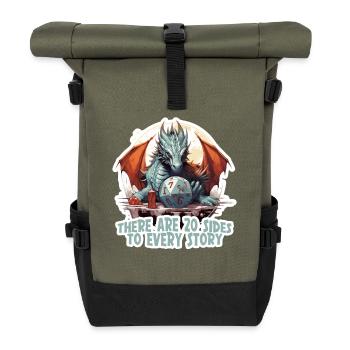 Dragon W20 Cube Fantasy RPG Shirt - Roll Top Backpack - olive/black - Front