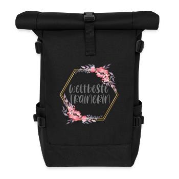 Trainerin Bedanken Sport Danke Geschenk - Rolltop Rucksack - Schwarz - Vorne
