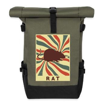 Rat Retro Vintage - Roll Top Backpack - olive/black - Front