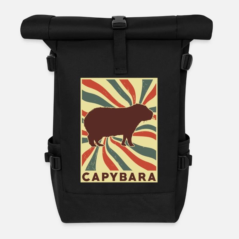 Capybara Retro Vintage - Rolltop Rucksack - Schwarz