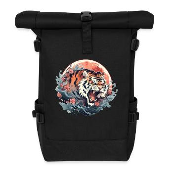 Tokyo Asia 80s Japanese Retro Tiger - Roll Top Backpack - black - Front