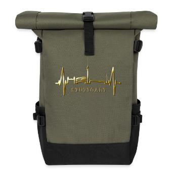 Stuttgart Skyline Herzschlag Herz Stuttgarter Fan - Rolltop Rucksack - Olive/Schwarz - Vorne