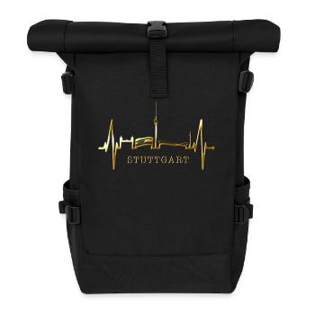Stuttgart Skyline Herzschlag Herz Stuttgarter Fan - Rolltop Rucksack - Schwarz - Vorne