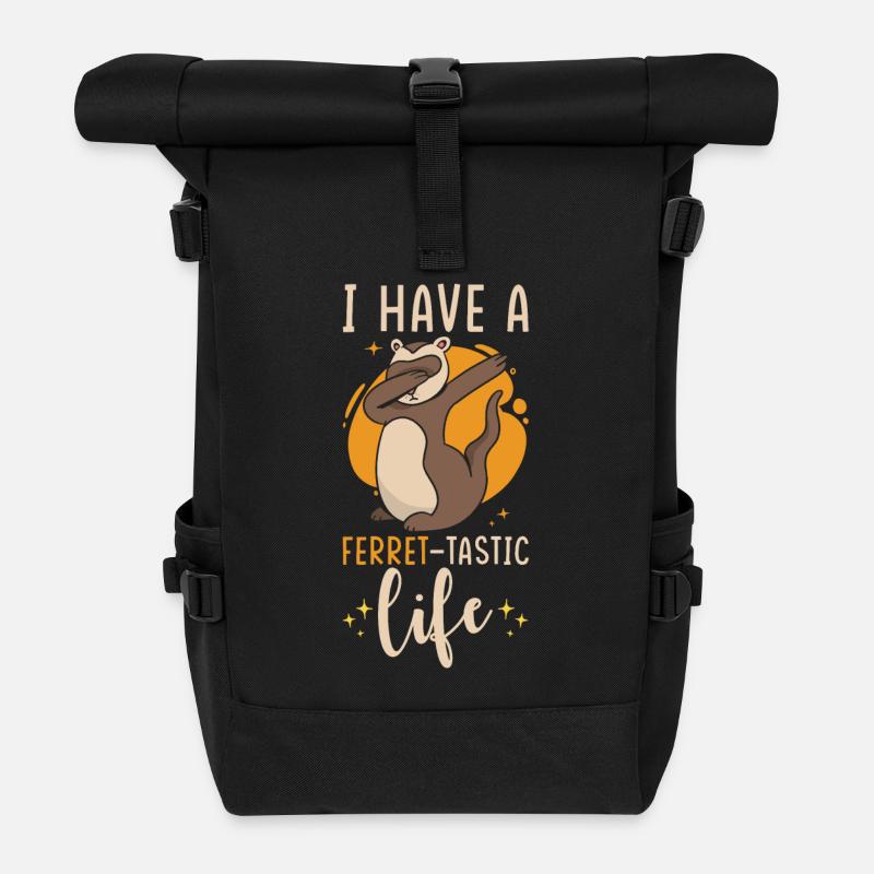 Frettchen Geschenk für Frettchen Besitzer - Rolltop Rucksack - Schwarz