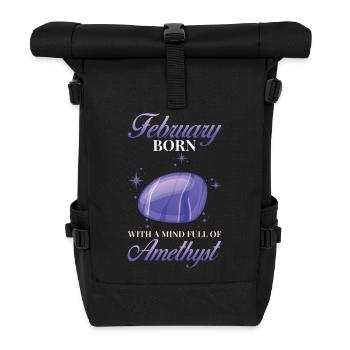 Birthstone February Amethyst - Roll Top Backpack - black - Front