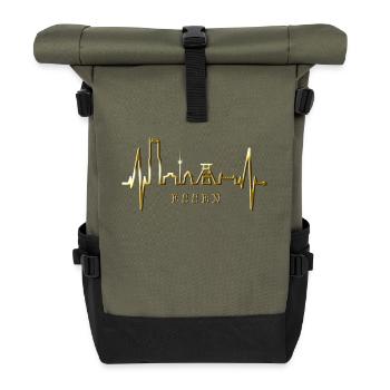 Essen Skyline Herzschlag Ruhrpott Fan Herz Essener - Roll Top Backpack - olive/black - Front