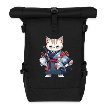 Asia Cat Japanese Samurai Samurai - Roll Top Backpack - black - Front