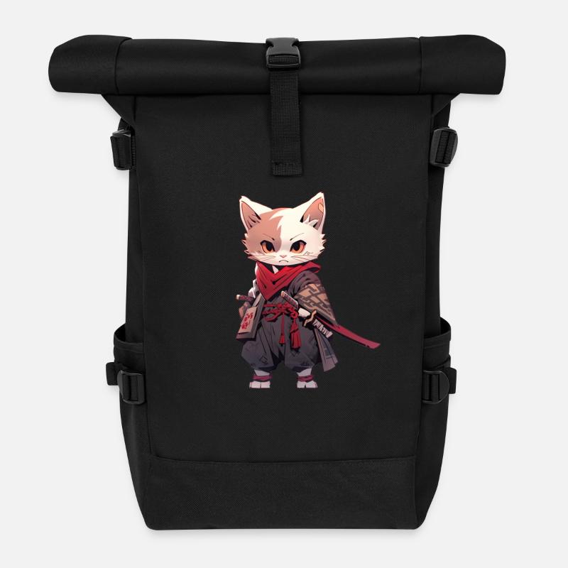 Chat d’Asie Samouraï japonais Samouraï - Sac à dos roll top - noir