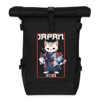 Asia Cat Japanese Samurai Samurai - Roll Top Backpack - black - Front