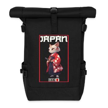 Asia Cat Japanese Samurai Samurai - Roll Top Backpack - black - Front