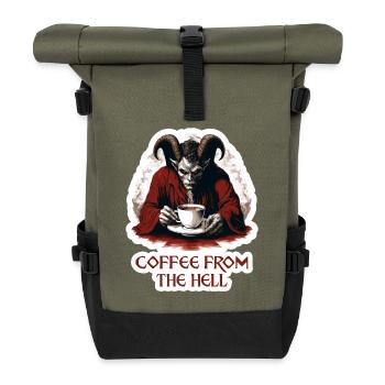 Coffee Straight From Hell Funny Shirt - Roll Top Backpack - olive/black - Front
