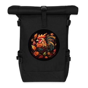 Poulet d’automne à partir de feuilles panachées - Sac à dos roll top - noir - Devant