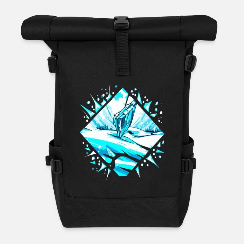 Eiskristall Schnee und Frost Winterlandschaft - Rolltop Rucksack - Schwarz