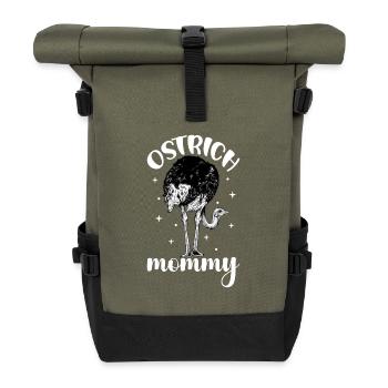 Straußenbesitzer - Straußen Mama - Rolltop Rucksack - Olive/Schwarz - Vorne
