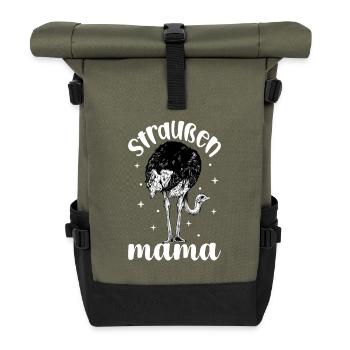 Straußenliebhaber - Straußen Mama - Rolltop Rucksack - Olive/Schwarz - Vorne