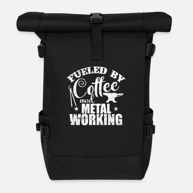Fueled by Coffee and Metal Working Beruf - Rolltop Rucksack - Schwarz