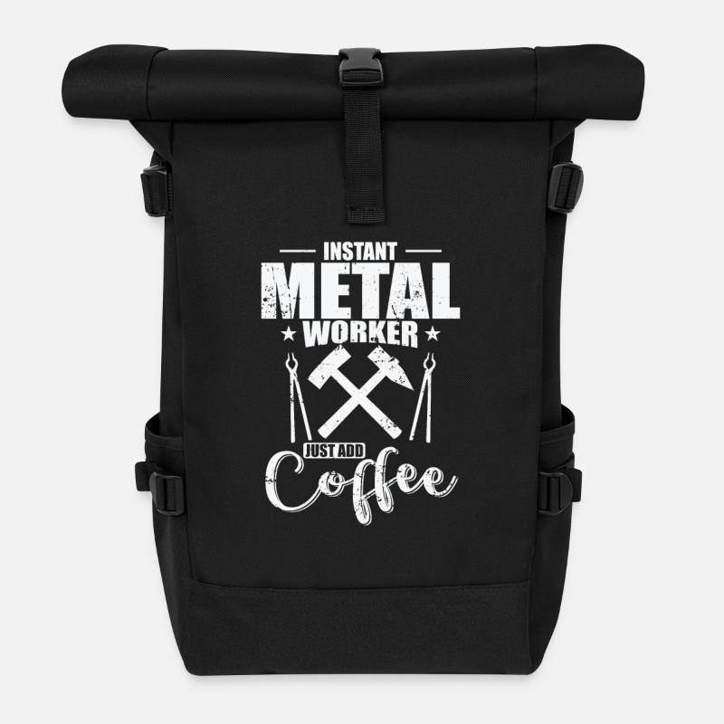 Instand Metal Worker Just add Coffee - Rolltop Rucksack - Schwarz