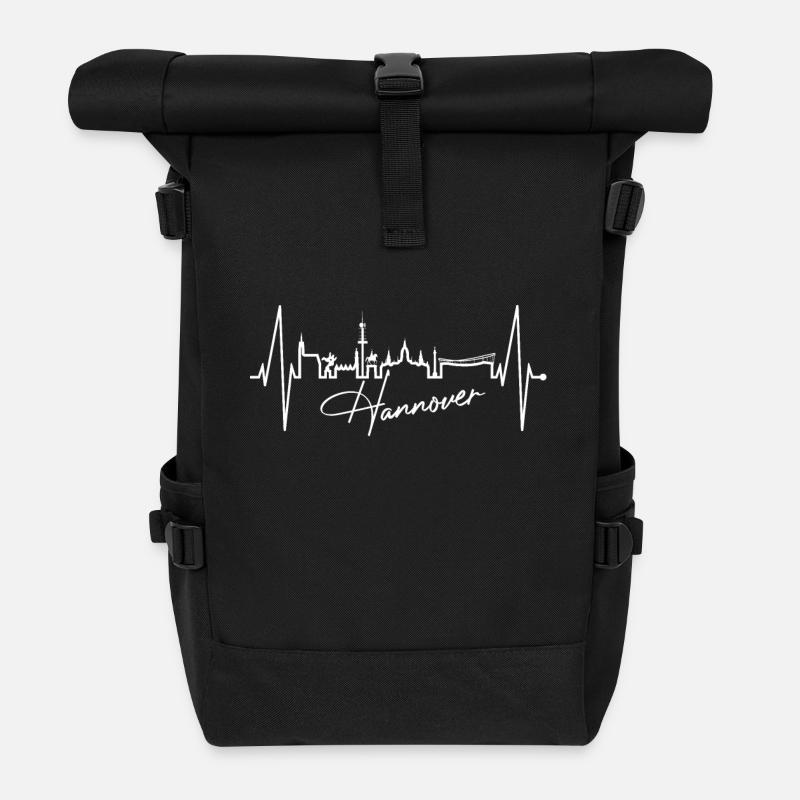 Hannover Skyline Herzschlag Fan Liebe Hannöversch - Rolltop Rucksack - Schwarz