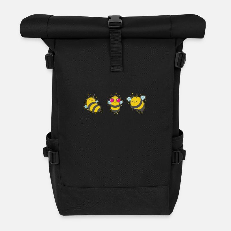 drei coole Bienen Tiere Natur - Rolltop Rucksack - Schwarz