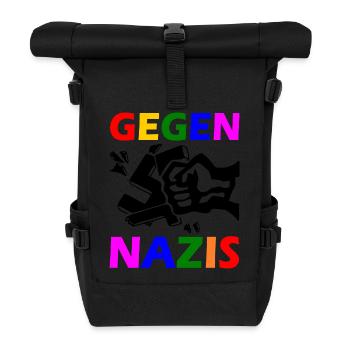 Gegen nazis - Rolltop Rucksack - Schwarz - Vorne