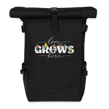 Wildblumenblume Blumenliebe wächst hier Familie - Rolltop Rucksack - Schwarz - Vorne