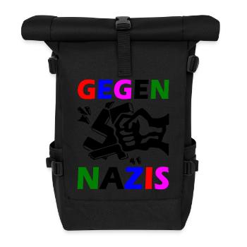 Gegen nazis - Rolltop Rucksack - Schwarz - Vorne