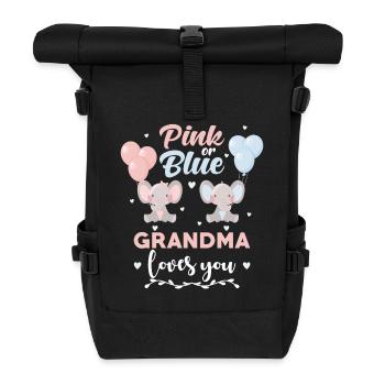 Pink Or Blue Grandma Elephant - Roll Top Backpack - black - Front