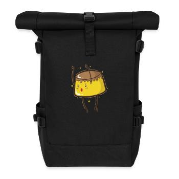 Pudding with Face Dessert - Roll Top Backpack - black - Front