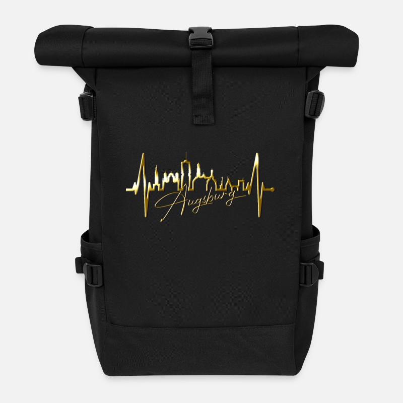Augsburg Skyline Herzschlag Fan I Love Augsburger - Rolltop Rucksack - Schwarz
