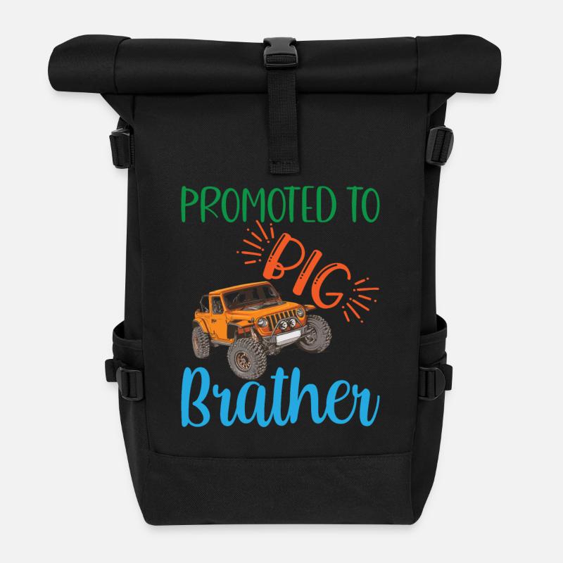 big brother, Promoted to big brother Gift - Roll Top Backpack - black