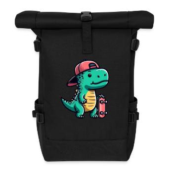 T-Rex Skateboarder: A Fun and Creative - Roll Top Backpack - black - Front