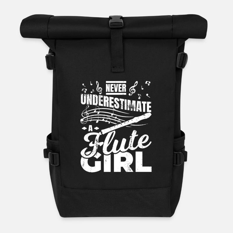 Kleine Flötistin - Rolltop Rucksack - Schwarz