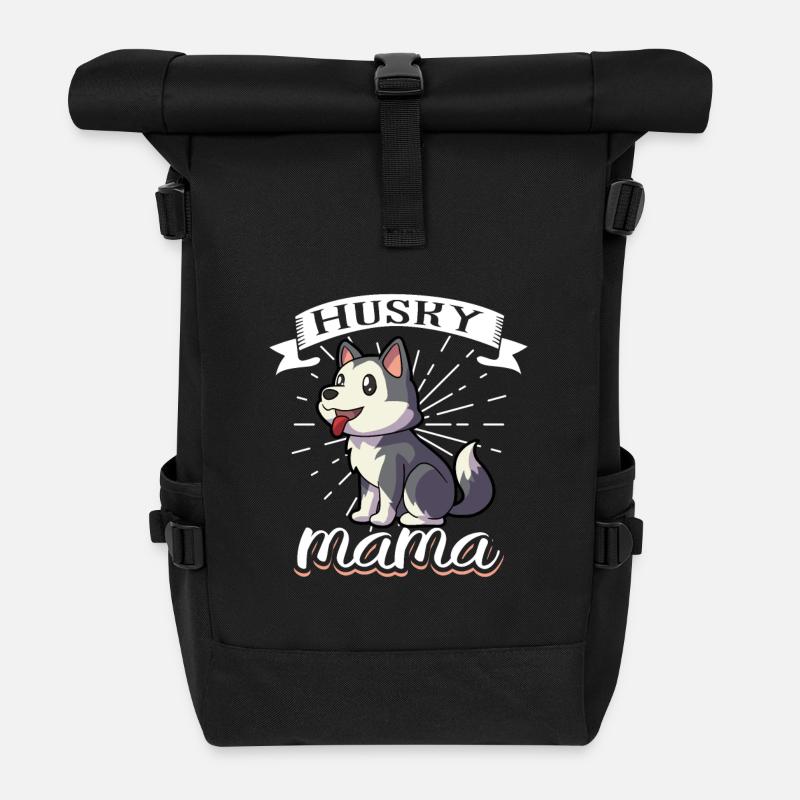 Husky Mama - Siberian Husky - Rolltop Rucksack - Schwarz