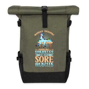 Licorne massée - massage - Sac à dos roll top - olive/noir - Devant