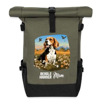 Hund Beagle Harrier - Rolltop Rucksack - Olive/Schwarz - Vorne