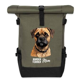 Chien Border Terrier - Sac à dos roll top - olive/noir - Devant